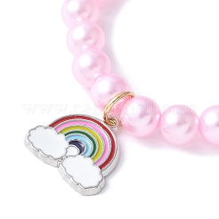 3шт 3 цвета АБС пластик имитация жемчуга тянущиеся браслеты&nbsp;BJEW-JB11585