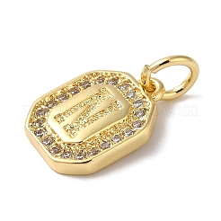 Vrais pendentifs en laiton plaqué 18k or véritable micro pavé zircone cubique clair&nbsp;KK-L216-002G-N