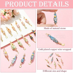 3 шт. 3 стиля гальванизированные натуральные кварцевые кристаллы большие подвески&nbsp;PALLOY-YW00079-01