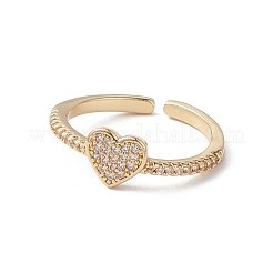 Кольцо-манжета с прозрачным кубическим цирконием в форме сердца RJEW-M146-13G