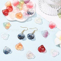 100 Stück 10 Farben transparente Blütenblattanhänger aus Glas&nbsp;GLAA-FS0002-71