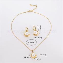 Комплекты из ожерелий и серег-колец из нержавеющей стали 304 PO6215-3