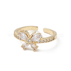 Кольцо-кафф в виде бабочки из прозрачного кубического циркония RJEW-M146-11G