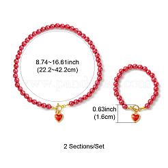 2 stücke 2 arten abs kunststoff imitation perlen halsketten & armbänder sets für frauen&nbsp;SJEW-FS00006