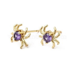 Boucles d'oreilles à tige en laiton araignée avec micro pavé de zircons cubiques&nbsp;EJEW-L306-04G-01
