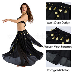 スパンデックススカート  鉄のチャーム付き  パーティーのために  ベリーダンス  衣服の装飾  ブラック  880x295x8mm&nbsp;AJEW-WH0709-264A