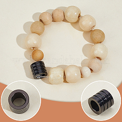 304ステンレススチールチューブビーズ20個  ストライプチューブ  9x10mm  穴：6.5mm&nbsp;STAS-BBC0009-83EB