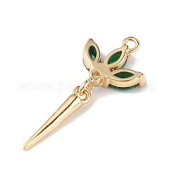 ラックメッキ真鍮マイクロパヴェキュービックジルコニアペンダント  花のチャーム  カドミウムフリー＆鉛フリー  長持ちメッキ  18KGP本金メッキ  ミックスカラー  22x11x3mm  穴：1mm&nbsp;KK-C019-04G