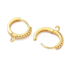 Латунные серьги-кольца из прозрачного кубического циркония&nbsp;KK-H532-14B-G