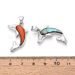 Подвески из сплава и окрашенных натуральных раковин морского ушка&nbsp;PALLOY-T093-07M