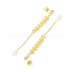 Женские серьги-гвоздики с подвесками из натурального культивированного пресноводного жемчуга и латунные серьги-гвоздики EJEW-TA00555