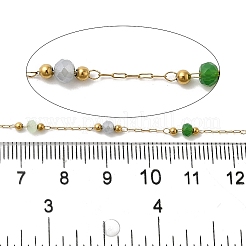 Цепи ручной работы из нержавеющей стали 304 и стеклянных бусин CHS-L031-03G