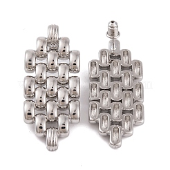女性用中空六角真鍮スタッドピアス  プラチナメッキ  46x19.5mm&nbsp;EJEW-G391-12P
