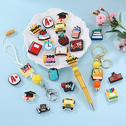 学校用品 PVC プラスチックビーズ  混合図形  ミックスカラー  19.5~29.5x20.5~33.5x7.5~8.5mm  穴：3mm  20個/セット&nbsp;KY-SZ0001-58A