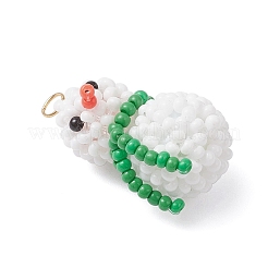 Подвески-снеговики из стеклянных бусин&nbsp;PALLOY-MZ01007-01