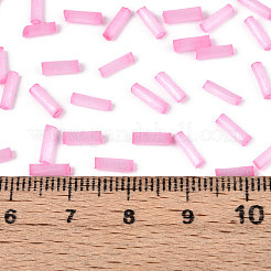 ガラス竹ビーズ  模造キャットアイ  パールピンク  6.5~7x1.5~2mm  穴：0.8~1mm  約13636個/ポンド&nbsp;SEED-N007-28J