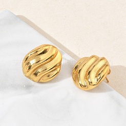Pendientes de botón ovalados texturizados de acero inoxidable 304 para mujer&nbsp;EJEW-K333-20G
