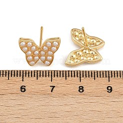 Серьги-гвоздики с бабочками из латунного АБС-пластика EJEW-L275-10G