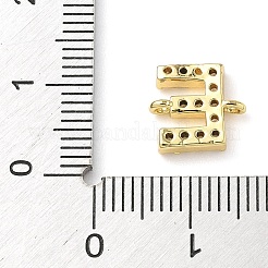 真鍮製マイクロパヴェクリアキュービックジルコニア文字リンクコネクターチャーム  18KGP本金メッキ  ラックめっき  カドミウムフリー＆鉛フリー  長持ちメッキ  文字e  8.5~9.5x6.5~12.5x2.5mm  穴：1.2mm&nbsp;KK-I382-07G-E