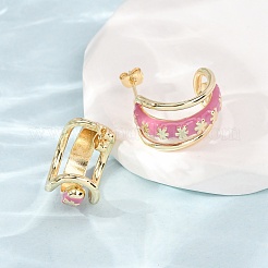 Boucles d'oreilles en laiton émaillé à placage en crémaillère&nbsp;KK-CBAB1AF-38B-G