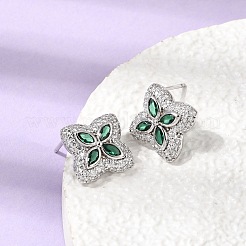 Pendientes de tuerca de circonio cúbico con micro pave de latón&nbsp;KK-CBA8324-25P-03