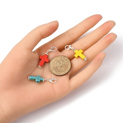 Подвеска-крест из окрашенной синтетической бирюзы&nbsp;HJEW-JM04010