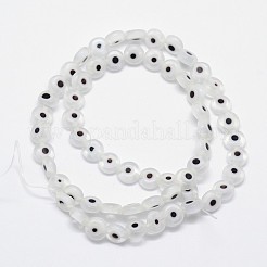 A mano a lume malocchio piatte fili di perle rotonde&nbsp;LAMP-L058-8mm-07