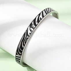 Bracelets manchettes articulées en acier inoxydable 304 émaillé noir à motif zèbre pour femmes&nbsp;SA-CBAC920-03P