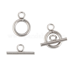 変色しにくい304ステンレススチールのトグル留め具  ステンレス鋼色  リング：16.5x12x2mm  穴：3mm  バー：18x7x2mm  穴：3mm&nbsp;X-STAS-F114-04P-B
