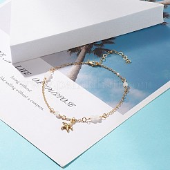 Natürlich gefärbte weiße Jade-Fußkettchen für Frauen&nbsp;AJEW-AN00475-01