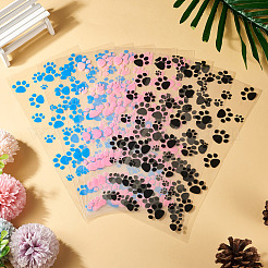 60 шт. 3-цветные прямоугольные целлофановые пакеты для хранения конфет с принтом лапы&nbsp;ABAG-TA0001-74