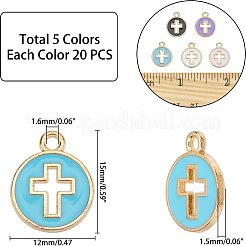 100шт 5 цвета светлые позолоченные подвески из сплава с эмалью&nbsp;ENAM-NB0001-46