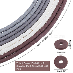 8 нить 4 цвета плоские круглые бусины ручной работы из полимерной глины&nbsp;CLAY-PH0001-77