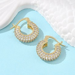 Boucles d'oreilles créoles en laiton zircon cubique micro pavé&nbsp;EJEW-C502-08G