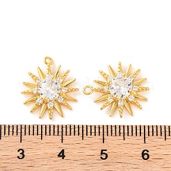 真鍮マイクロパヴェクリアキュービックジルコニアペンダント  スター  18KGP本金メッキ  16.2x14.3x4.3mm  穴：1.2mm&nbsp;KK-U017-10E-G