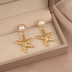 Pendientes colgantes de perlas de plástico y acero inoxidable 304&nbsp;WG9A652-01