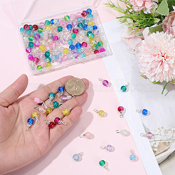 120 Stück runde Anhänger aus Crackle-Glas in zwei Farben.&nbsp;PALLOY-BM00015
