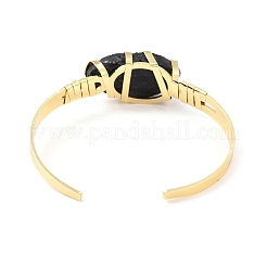Bracciale rigido con perline occhio di cavallo in ossidiana naturale&nbsp;G-D458-01G-08-RS