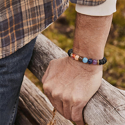 1 Stück Yoga-Chakra-Schmuck-Stretch-Armbänder&nbsp;BJEW-DJ0001-35B