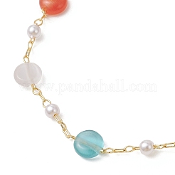 Разноцветные браслеты из бусин кошачий глаз и пластикового жемчуга для женщин&nbsp;BJEW-JB12971
