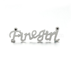 変色しにくい304ステンレススチールペンダント  単語finegirl  ステンレス鋼色  11x38x1mm  穴：1mm&nbsp;STAS-M220-14