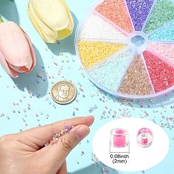 120 г 10 цвета прозрачные стеклянные бусины с радужным покрытием и круглым отверстием&nbsp;SEED-CJ0001-27