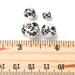 40шт 4 стиля фарфоровые бусины ручной работы с принтом&nbsp;PORC-FP0001-04