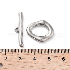 変色しない304ステンレススチールのトグル留め具  オーバル  ステンレス鋼色  19.5x17x3mm  バー：6x27x2.5mm  穴：1.5mm&nbsp;STAS-A092-04A-P