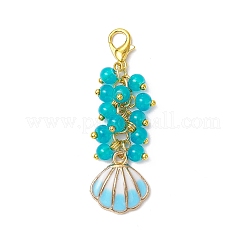 Подвеска в форме ракушки из сплава эмали и круглых стеклянных бусин&nbsp;HJEW-JM03248