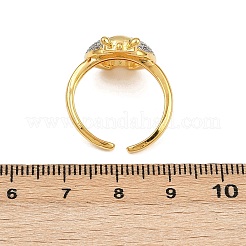 Женское кольцо-манжета с микропаве из латуни и кубическим цирконием&nbsp;RJEW-L132-01G