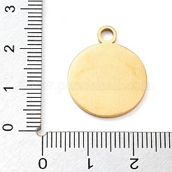 304ステンレスペンダント  レーザー切断  バラと星のチャームが付いたフラットラウンド  18KGP本金メッキ  22x18x1mm  穴：3mm&nbsp;STAS-M076-02G