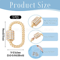 5 шт. латунные подвески-карабинчики с микропаве из прозрачного кубического циркония&nbsp;KK-TA0003-16