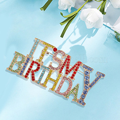 2 шт. 2 стиля «Это мой день рождения» броши из сплава со стразами для рюкзака и одежды&nbsp;JEWB-GF0011-51A