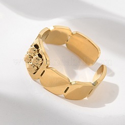 Квадратные открытые манжеты из нержавеющей стали 304 для женщин и мужчин RJEW-A052-06G